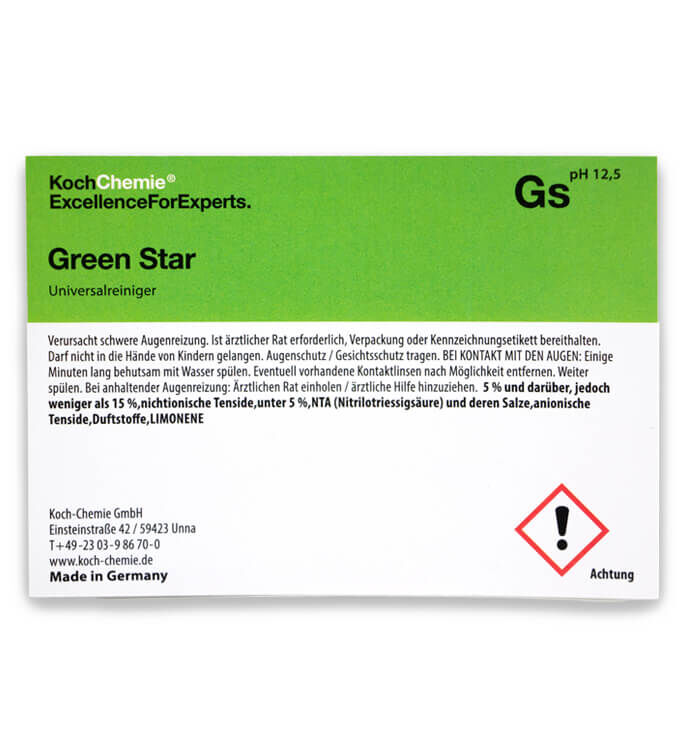 Koch Chemie Etikett für Leerflasche Gs Green Star